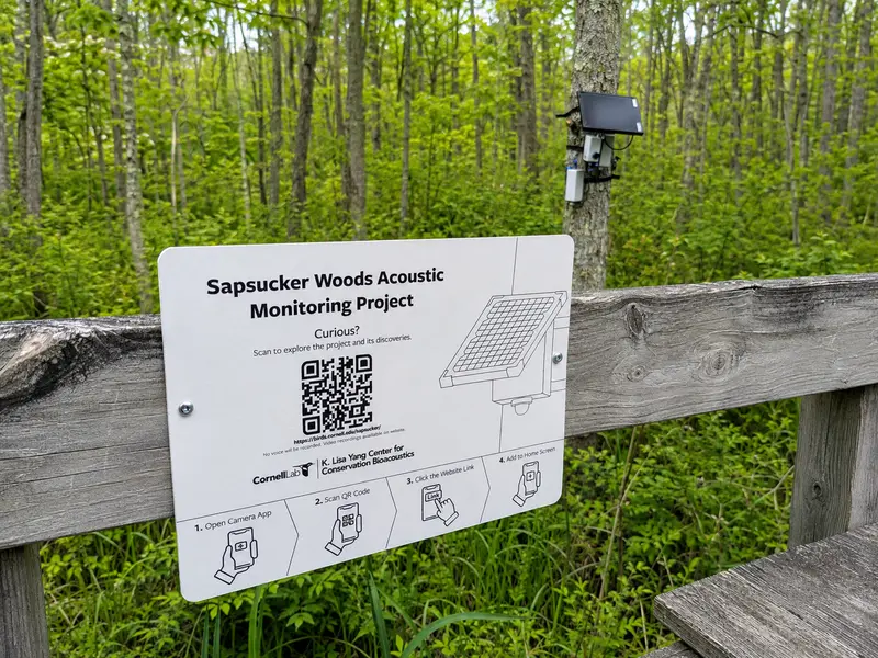 Infotafel mit QR-Code im Botanischen Garten