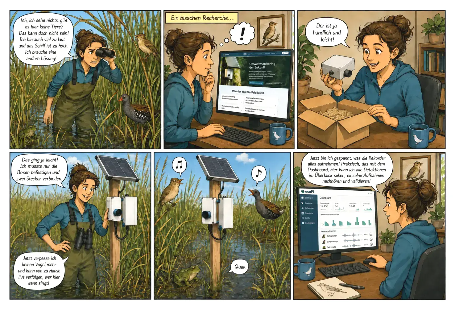 Comic: In fünf Schritten von der Planung bis zum geprüften Artnachweis im Dashboard