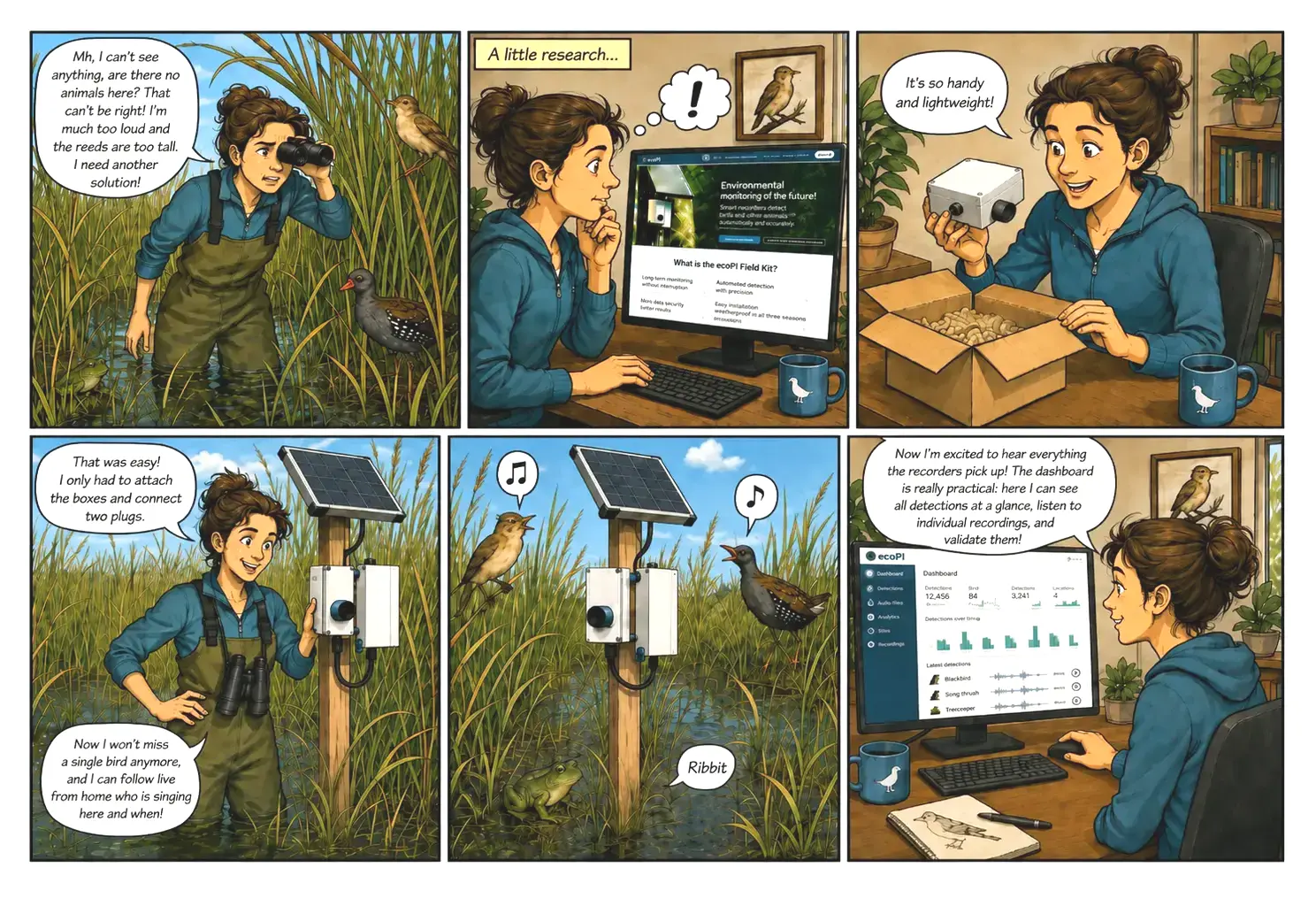 Comic: Five steps from planning to a verified species record in the dashboard